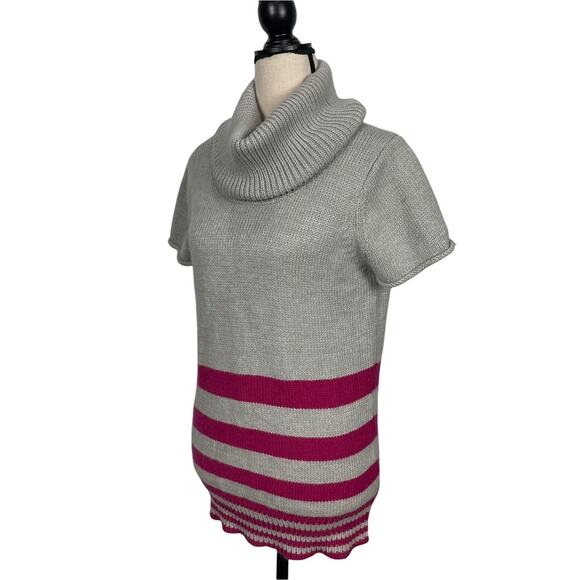 BCBGMaxAzria Sweater Wool Angora Cowl Neck Striped Pink Grey Size Medium - Picture 5 of 10